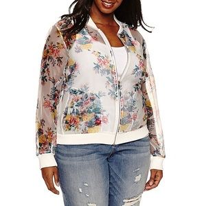 Ashley Nell Tipton for Boutique Floral Sheer Bomber Jacket NWT Sz 2X